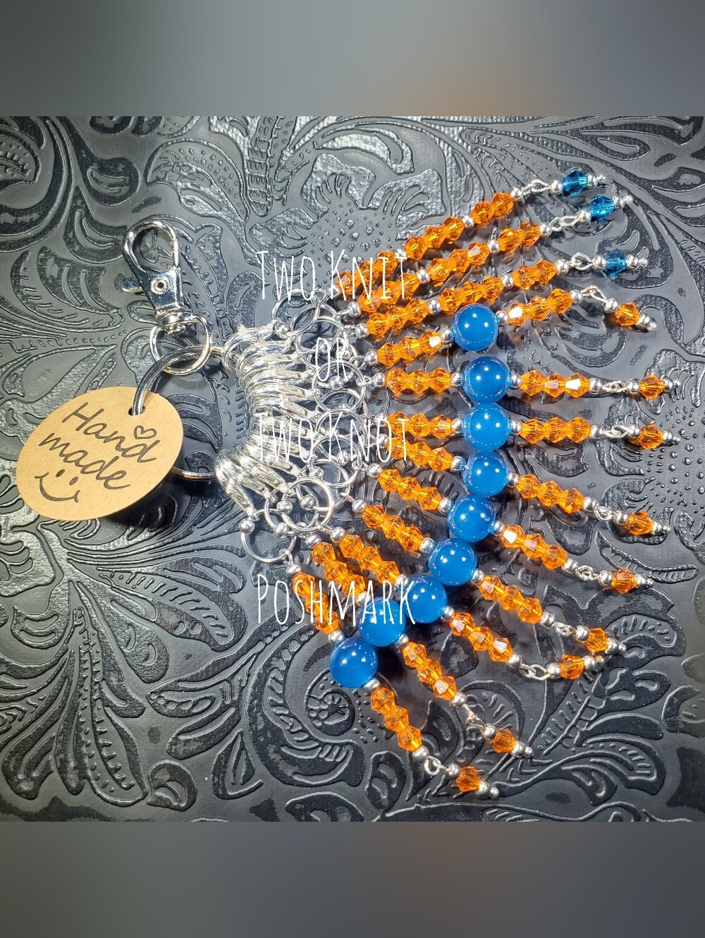 ⭐️ OOAK Handmade Beaded Stitch Markers Bag Charm Set